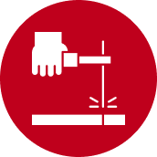Red circle with welding illustration